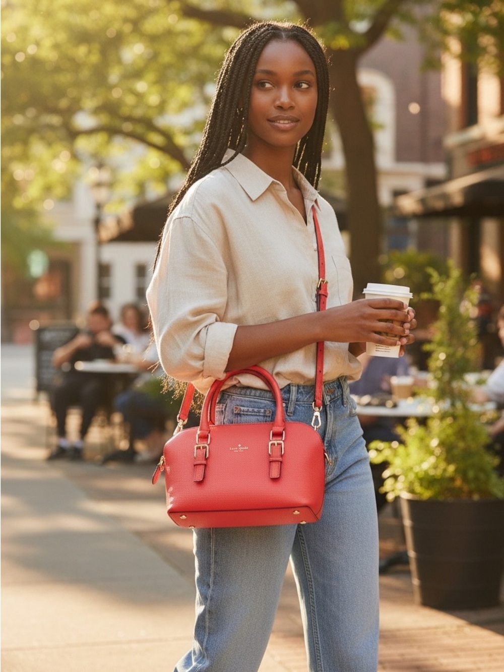 Kate Spade Bright Coral/Hot Pink Pebbled Leather Satchel w/Gold Hardware (EUC)